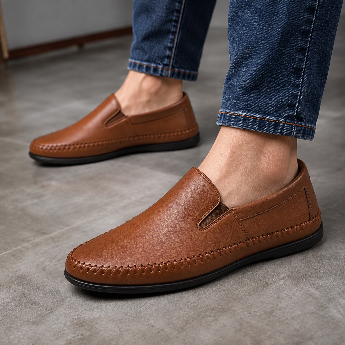 (Pague 1 Leve 2) Sapatilhas Mocassim Italianas Masculinas em Couro Legítimo + BRINDE