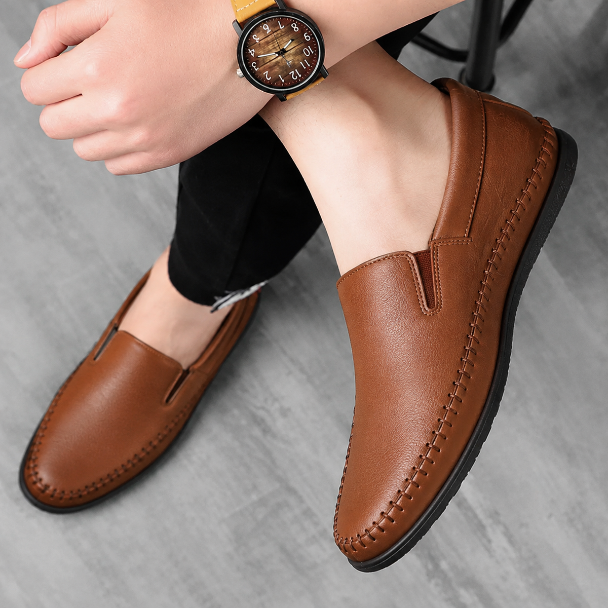 (Pague 1 Leve 2) Sapatilhas Mocassim Italianas Masculinas em Couro Legítimo + BRINDE