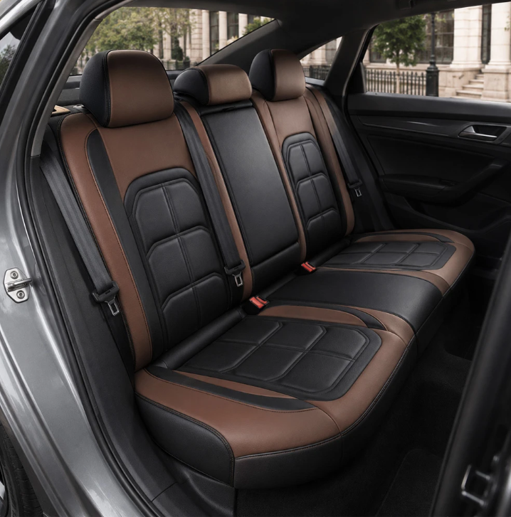 Kit de Capas para Banco de Carro em Couro | 5 Lugares Com Airbag + Tapetes e Capa de Volante