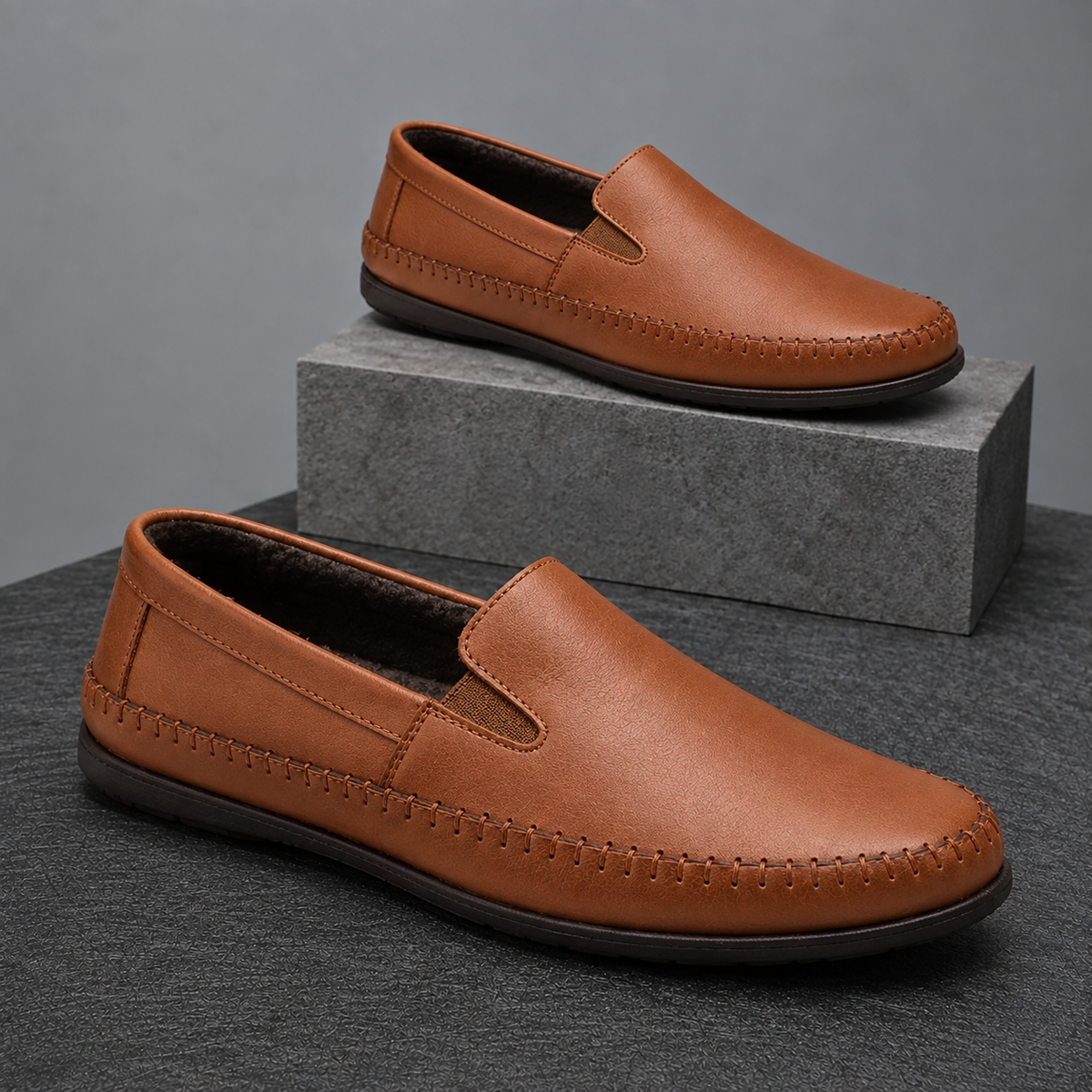 (Pague 1 Leve 2) Sapatilhas Mocassim Italianas Masculinas em Couro Legítimo + BRINDE